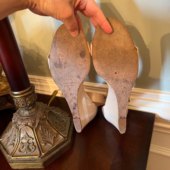 GUC Kate Spade Ronia Blush Nude Patent Leather Wedge Heel Sandals Size 8 - Picture 6 of 6